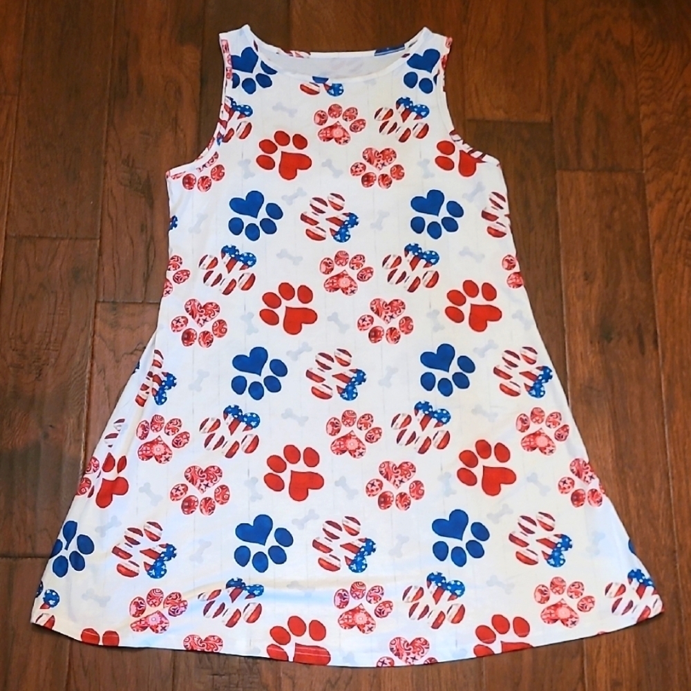 Unknown Brand Patriotic Paw Print swimsuit coverup Size Large